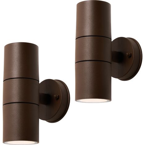 Litecraft Fibo Up & Down Wall Light IP44 Rated GU10 Garden Fitting in Rust - 2 Pack (1/5)