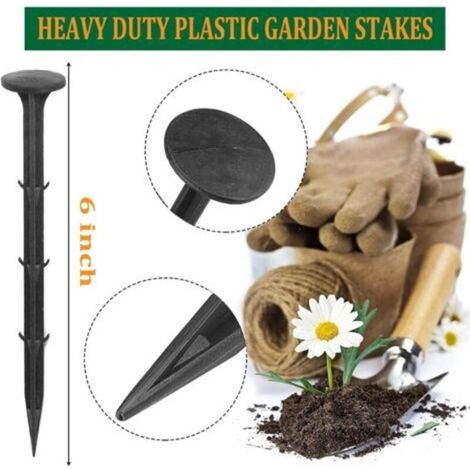 Confezione da 50 picchetti da giardino in plastica da 15 cm, ancoraggi per paesaggistica, chiodi antiruggine per bordure del prato, tessuto per il controllo delle erbacce, teloni, decorazioni natalizi (1/4)