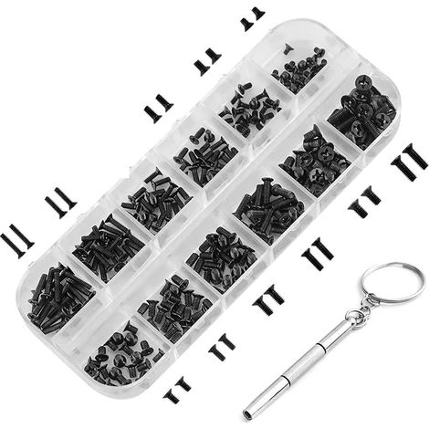 240 Pièces Kit de Vis pour Ordinateur Portable Universel M2, M2.5, M3 en Noir, Inclus Boîte de Rangement, Petites Vis Noires pour Vis de Réparation D'ordinateur Portable et Disque Dur