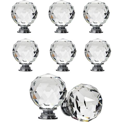 Schubladengriffe, kugelförmig, Kristall, 8 Stück 20 mm durchsichtig (1/5)