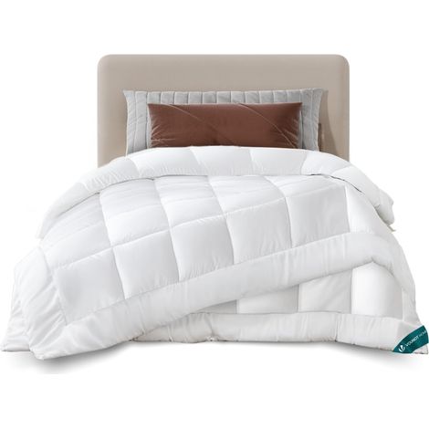 Couette 4 Saisons 135x200 cm 3 en 1 200g/m²+ 300g/m²= 500g/m² Couette Hiver en Microfibre Couverture Douce avec Rembourrage Moelleux Blanc (1/5)