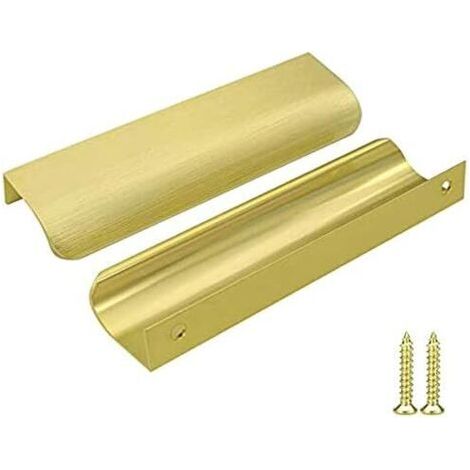 Lot de 5 Poignee Meuble Dorée Poignee de Meuble Cuisine Dorée -LS7027GD128 Poignée Profil Dorée Poignee Tiroir Laiton Brossé en Alliage d'Aluminium Entraxe 128mm Longueur 150mm (1/5)
