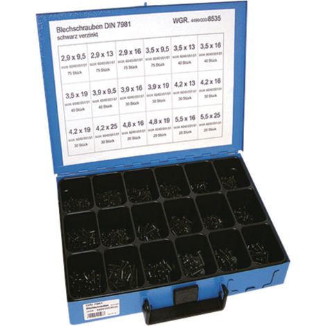 Juego de 720 tornillos para chapa metálica DIN 7981, color granito.