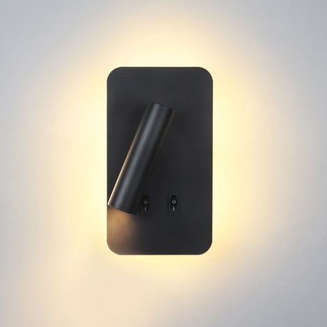 royaluxe - Lampe de lecture LED, Applique murale d'intérieur réglable, avec interrupteur, deux températures de couleur (lumière naturelle 3W + lumière chaude 6W) (1/5)