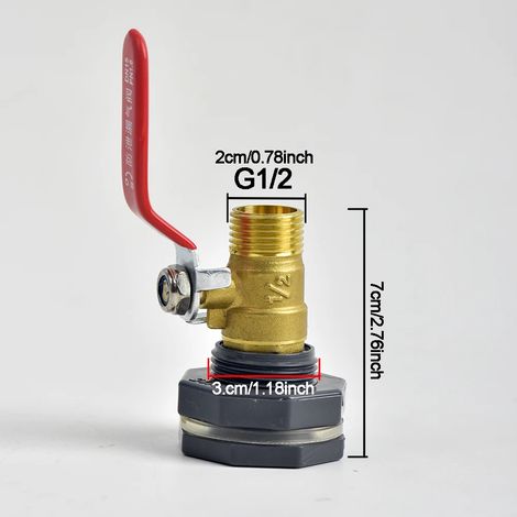 (A) Kit de trop-plein pour récupérateur d'eau de pluie avec vanne à bille mâle filetée en laiton de 1 pouce - Adaptateur de tuyau à connexion rapide pour l'irrigation des aquariums (1/5)