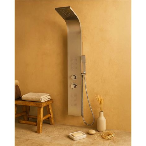 Exagonshop Pannello doccia idromassaggio Ibiza in acciaio tonda