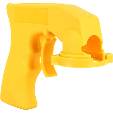 Pistolet pulvérisateur pour bombe de peinture auto, poignée ergonomique avec gâchette et bague de verrouillage, jaune (1/5)