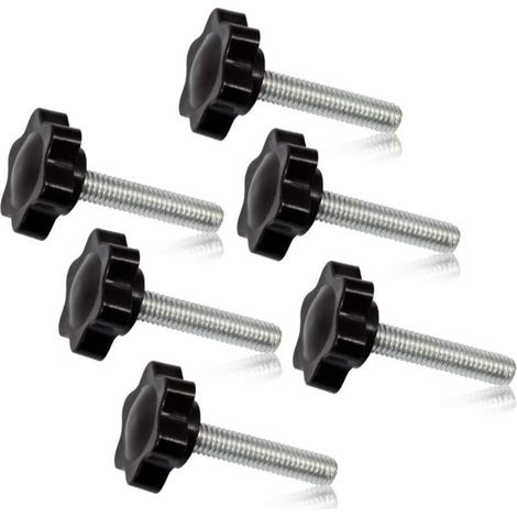 Lot de 6 boutons à vis de serrage M6 x 30 - Forme hexagonale prune - Filetage métrique (1/5)