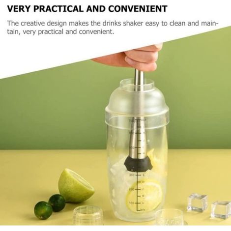 Shaker À Cocktail - 700 Ml - Pour Préparation De Boissons Alcoolisées Et Non Alcoolisées - Set Complet Avec Doseur - 2 Pièces (1/4)
