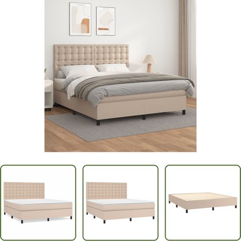 vidaXL Tête de lit réglable - Sommier à lattes de lit avec matelas Cappuccino 160x200 cm (1/5)