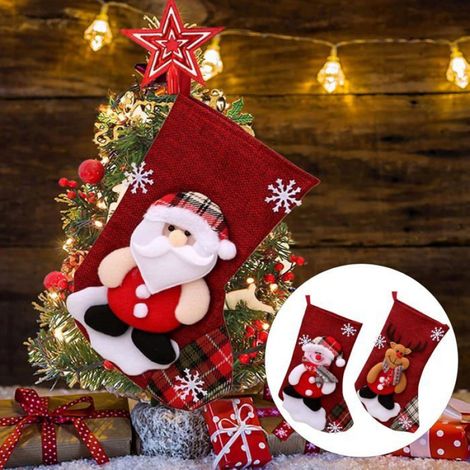 4 Pièces Chaussettes de Noël,Décoration de Bas de Noël, Pour accrocher des accessoires Décoration de sapin de Noël,16 x 13 x 22 cm (1/5)