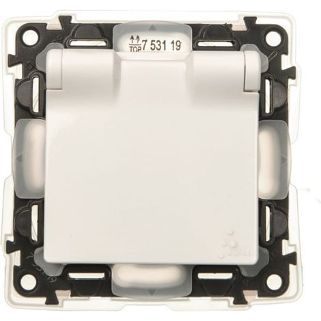 Valena life Prise simple avec/sans 2P+Z schuko IP44 avec obturateurs blancs 753119