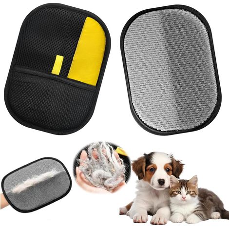 2pcs Gants de toilettage,Conception double face,Antistatique,Pour chats et chiens,Nettoyage vêtements (1/5)