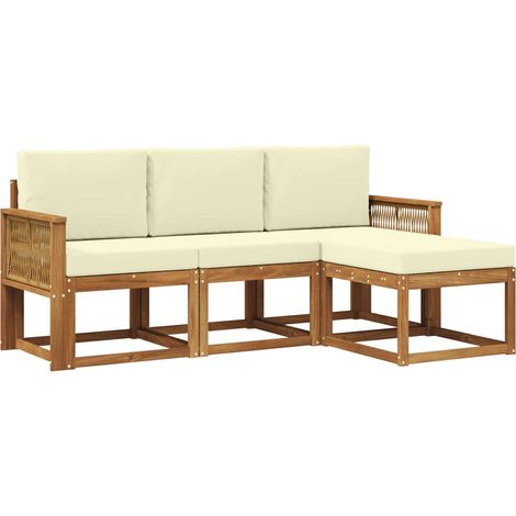 Outdoor Sofa Set 4 pcs Natural and Cream Polyester vidaXL (1/5)
