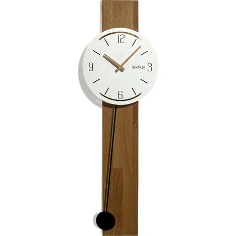 Wanduhr aus Holz mit Pendel, Naturweiß (1/5)
