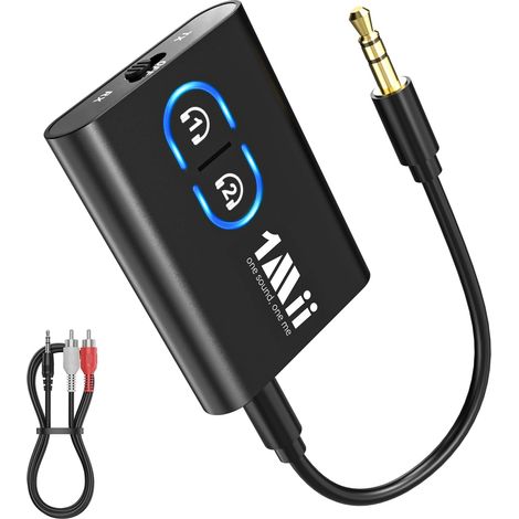 Transmetteur Récepteur Bluetooth 5.3 pour TV vers Casque, Son Hi-Fi à Faible Latence, Double Connexion, 3.5mm AUX Jack Adaptateur pour Chaîne Stéréo Hi-Fi/PC (1/5)