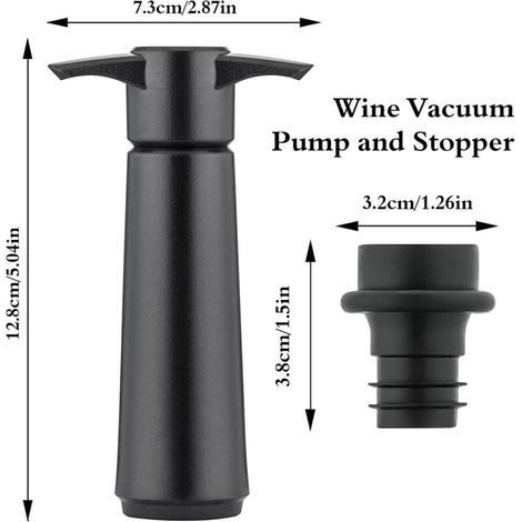 Wein-Vakuumpumpe mit 4 Verschlüssen, luftdichter Weinverschluss, wiederverwendbarer Weinflaschenverschluss hält Wein frisch, Weinzubehör, für Wein, Schwarz (1/4)