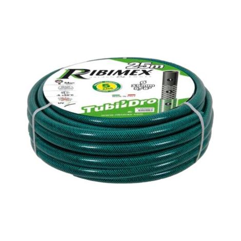 Ribimex – Tuyau d'arrosage 25x25 Tubi'Dro – Tricoté 3 couches – Translucide – Traité anti-UV – 21 Bars de pression