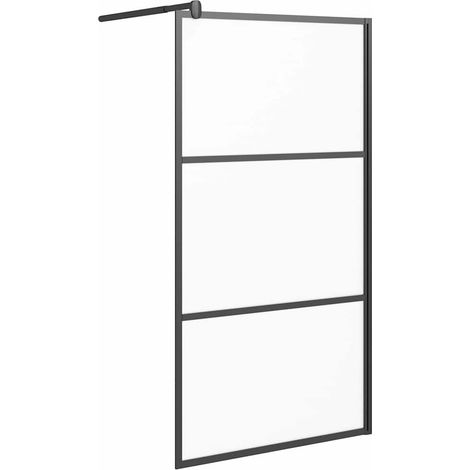 Maison Exclusive - Parete Doccia Walk in 100x195 cm in Vetro Smerigliato ESG Nero (1/5)