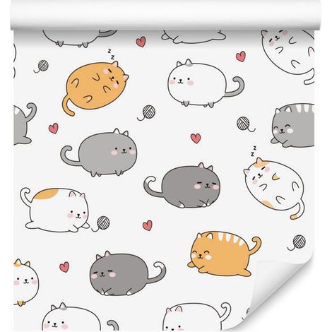 Papier peint chatons joyeux pour salon et chambre 50x1000 cm (1/5)