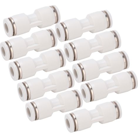 Lot de 10 raccords à pression droits pour tuyau d'air, raccords pneumatiques à dégagement rapide, blancs PU-6 (1/5)