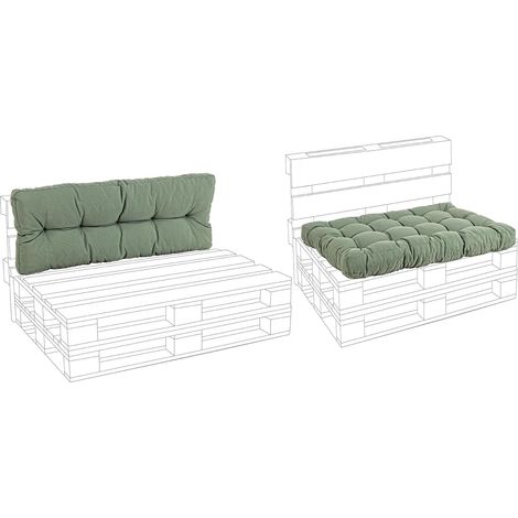 Cuscino imbottito per pedane in legno divani per pallet con bancali 120 cm -Beige / Kit Spalliera + Seduta