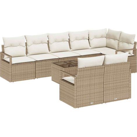 Maison Exclusive - Sofa Set mit Kissen 9 pcs Beige Poly Rattan