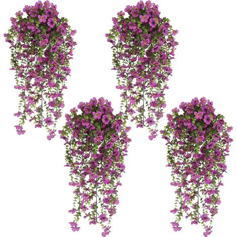 4 PCS Fleurs Artificielles Suspendues 77cm Wisteria Fleur Plante Suspendue Exterieur Panier Suspendu Fleur Artificiel pour Jardin Salon Balcon Décoration (Violet) (1/5)
