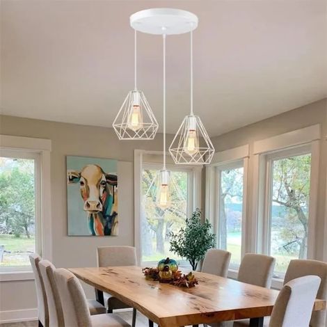 U-do Suspension Luminaire Industrielle Vintage E27 3 Lampes Lustre Abat-jour en Cage Métal Plafonnier Designe Edison pour Salon (1/4)