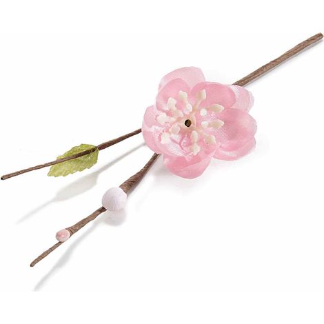 Pics à paquet branches de fleurs de pêcher artificielles avec feuilles et boutons, lot de 40, H. 8 cm (avec tige 13,5)