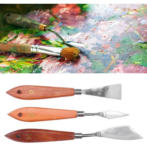 Ensemble de 3 spatules à huile neutres - Outils de peinture pour artistes et loisirs créatifs (1/5)