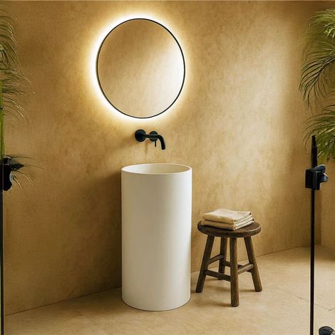 Exagonshop Lavabo 40 cm freestanding Trento in solid surface
