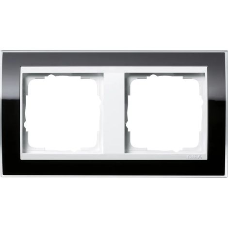 GIRA 0212733 EVENT - MARCO PARA 2 INTERRUPTORES (MARCO INTERIOR BLANCO), COLOR NEGRO TRANSPARENTE