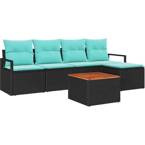 Maison Exclusive - Gartensofa-set mit Kissen 6 pcs Schwarz Poly-R