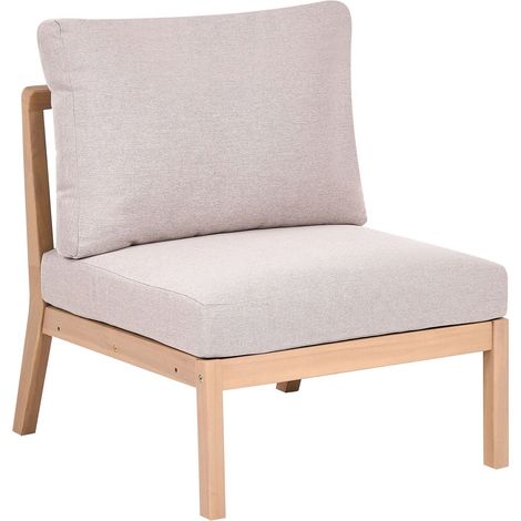 1-Seat Section Light Brown Acaccia Fabric Cushion Armless Chair Module Piece Modular Sofa Element RIVELLO (1/5)