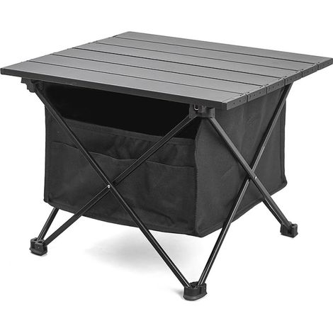 Table pliante portable de camping en alliage d'aluminium, table latérale noire taille S avec sac de rangement pour barbecue et étal de rue (1/5)