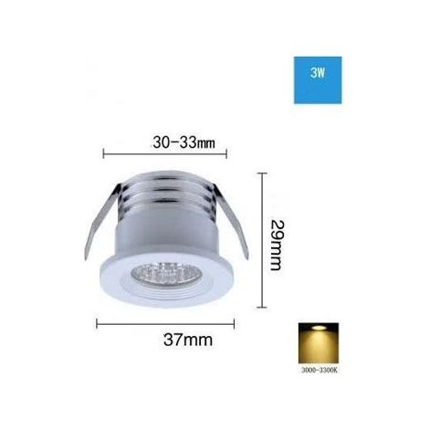Spot LED encastrable - PZCC - Mini spots LED encastrés - 3W - 3000K Blanc chaud - Lot de 4 avec transformateur (1/4)