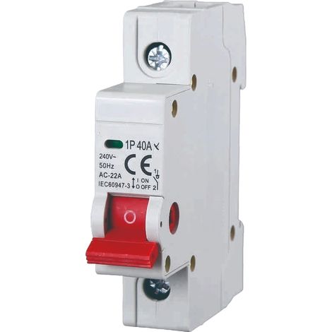 gloca Trennschalter, 1P, 40 A, 220 V, für DIN-Schienenmontage, belegt 1 Modul
