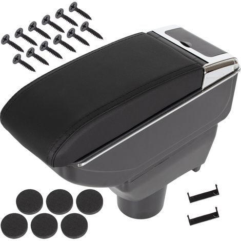 Reposabrazos para Toyota Yaris III 11-20 con compartimento de almacenamiento, cuero ecológico negro + kit de instalación. (1/5)