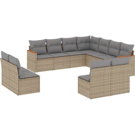 Maison Exclusive - Set de sofás de jardín 11pzas con cojines ratá (1/3)