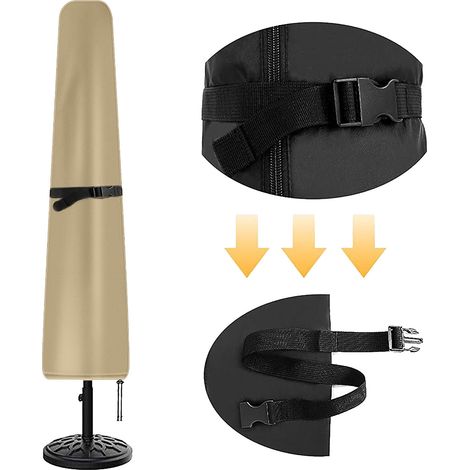 Funda protectora para sombrilla, funda para sombrilla voladiza Oxford 210D, funda recta para sombrilla de jardín (170 x 25/35 cm) (1/5)