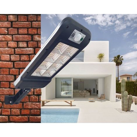 TrAdE Shop Traesio - Faro Lampione Stradale Pannello Solare Fotovoltaico Sensore 128 Led Smd Hs-8013c -
