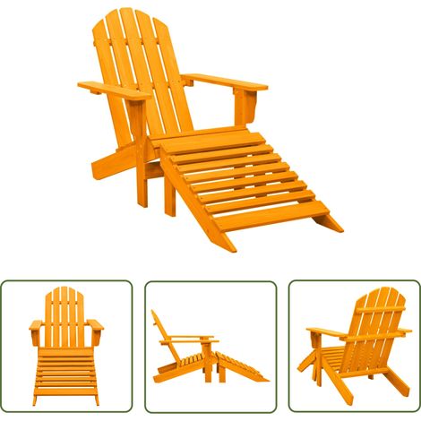 The Living Store Chaise de jardin Adirondack avec pouf bois de sapin orange - Chaise Adirondack - Chaise De Jardin - Mobilier De Jardin - Fauteuil De Jardin - Pouf (1/5)