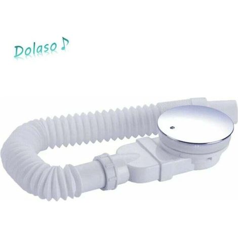 Bonde de douche 90 mm, extra plat, trou de vidange pour bac de douche, siphon avec système anti-odeurs, tamis à cheveux, tuyau flexible, couvercle chromé,blanc, une pièce, (1/4)