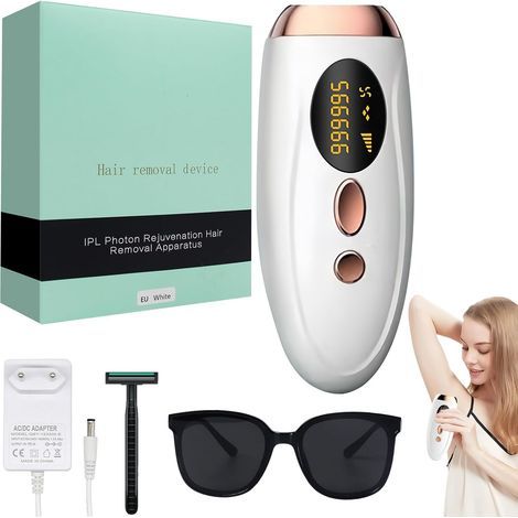 Pulsed Light Hair Remover, IPL Devices Laser Hair Removal, Laser Hair Removal, Painless Epilator for Face, Armpits, Arms, Legs and Body (White) (1/4)