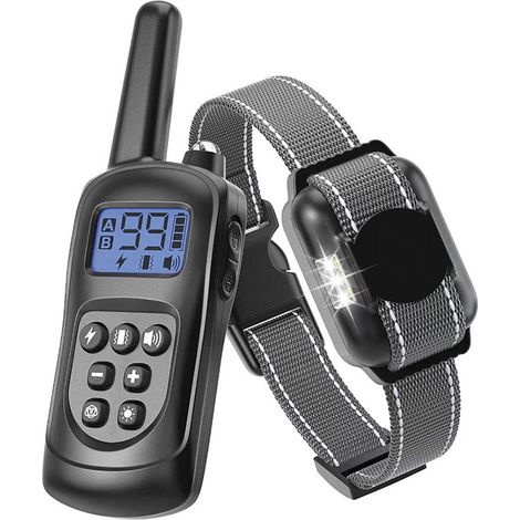 Rechargeable Dog Training Collar - Anti Bark Collar - 3 Modes Electric Shock/Vibration/Sound - Remote Control Up to 500m Adjustable for Small/Medium/Large Dogs, IPX7 Waterproof (1/4)