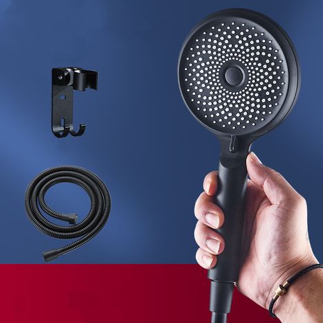 Duschset mit Schlauch und Halterung, schwarz, große Größe - AquaForge