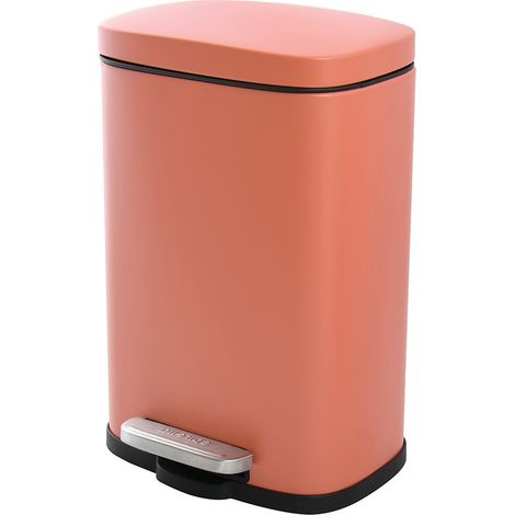 Pattumiera a pedale in acciaio 5lt color terracotta opaco con chiusura rallentata Axin (1/4)