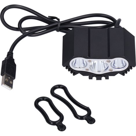 Éclairage vélo 3 LED haute luminosité, phare avant pour VTT alimenté par USB, idéal pour les sorties nocturnes. (1/5)