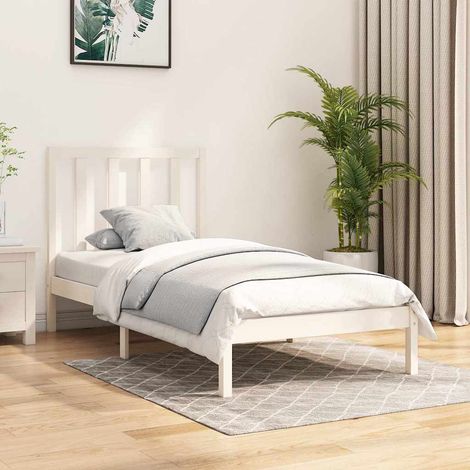 vidaXL Estructura de cama madera maciza de pino blanco 75x190 cm (1/5)